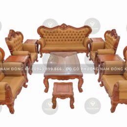 Bộ bàn ghế Sofa Đệm Hoàng Gia | Gỗ Hương | Mã SP: HG004